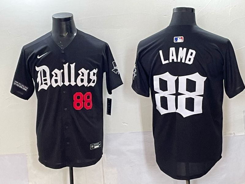 Men 2025 Nike Dallas Cowboys #88 Lamb Black 5th generation Joint Name Limited NFL Jersey 03